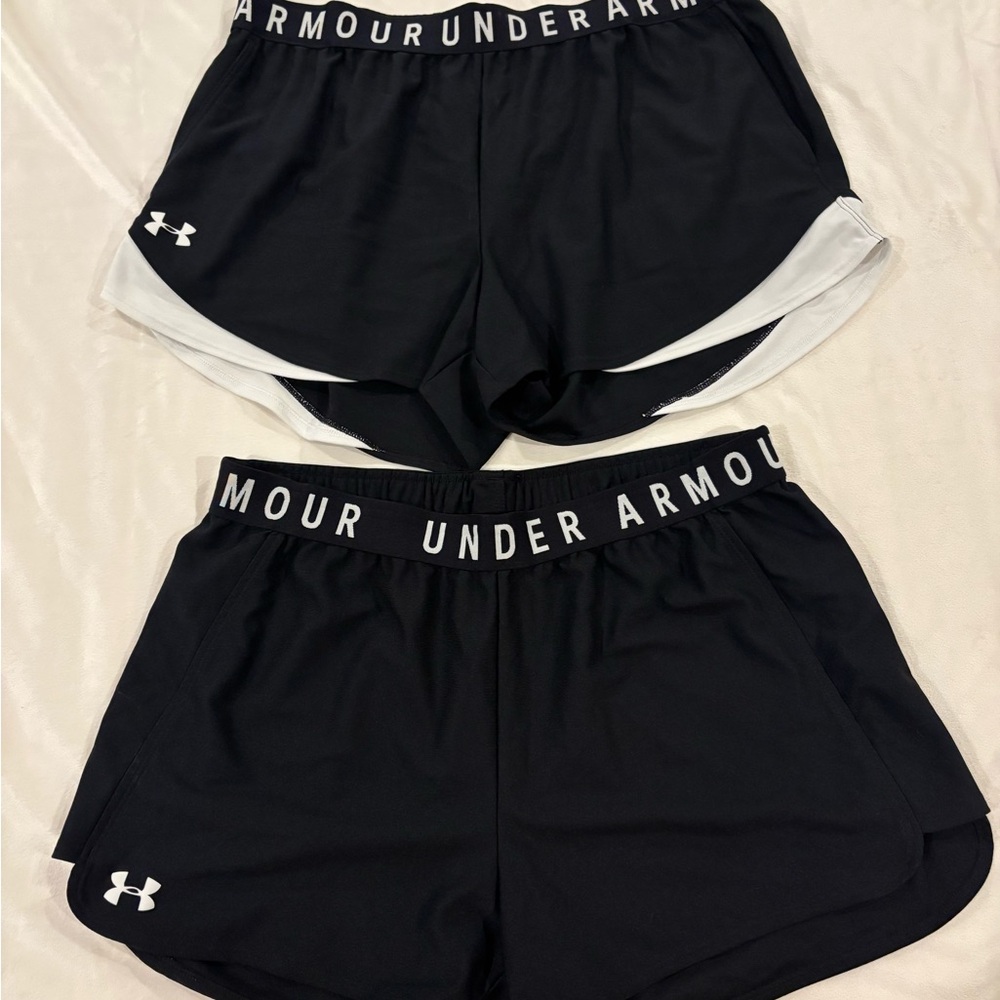 Under Armour Women's Black and White Athletic Shorts